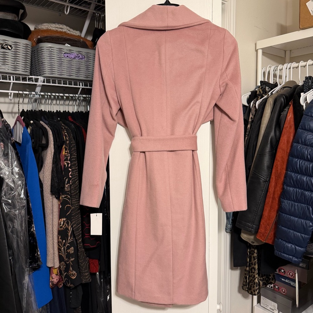 NWT Cole Haan Signature Slick Wool Blend Wrap Coat in Blush Pink Size 4 - Picture 4 of 7